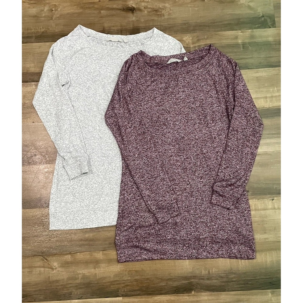 Lot Of 2 Athleta Top Women's Sz Small Luxe Pose Long Sleeve Tunic Knit Stretch